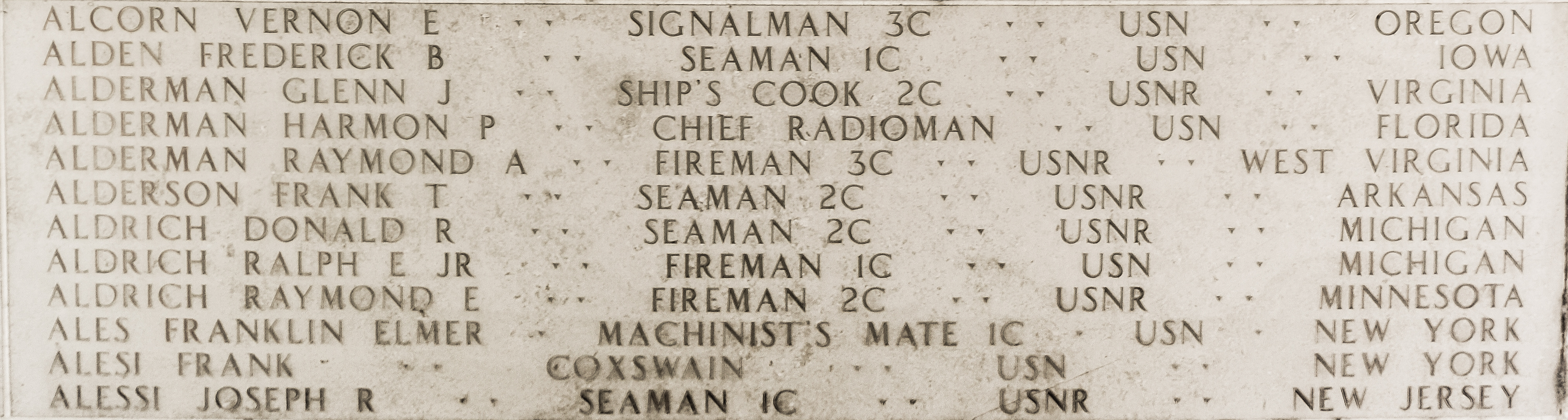 Glenn J. Alderman, Ship's Cook Second Class
